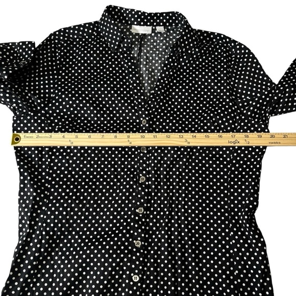New York & Company Button Up Shirt Polka Dot Roll Tab Office Casual Size Large - Picture 14 of 16